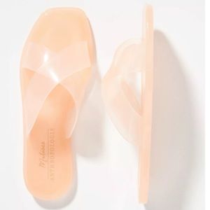 MATISSE x Anthropologie Cross Strap Peach Jelly Slide Sandals EUC Size 7